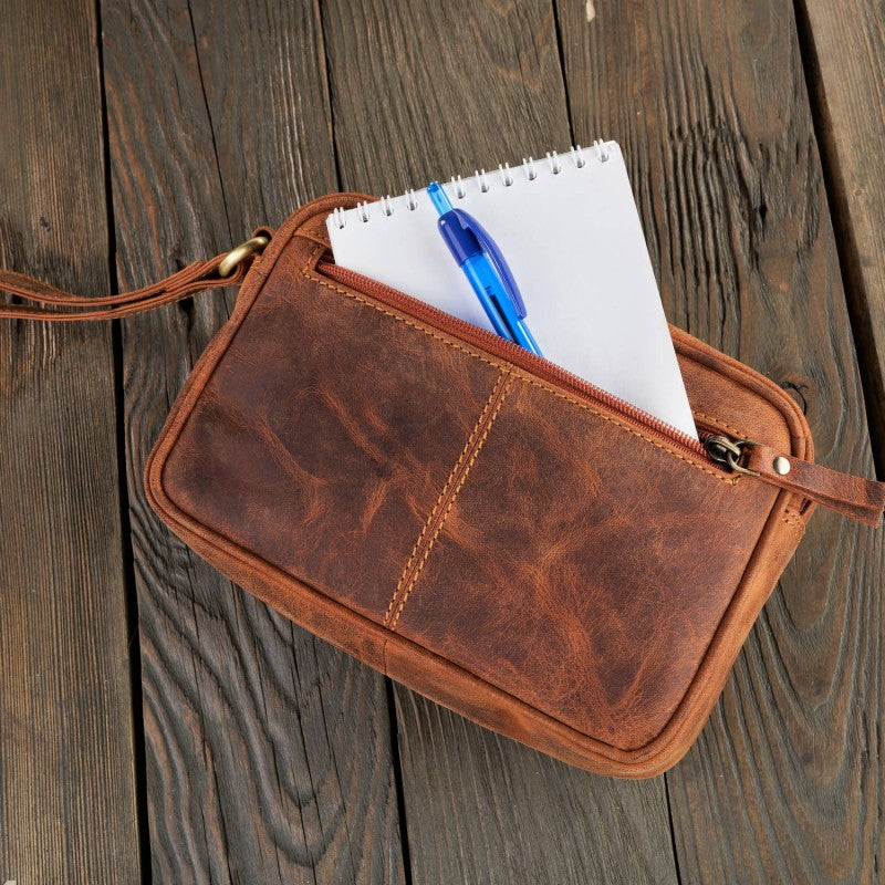 Pochette dragonne homme cuir marron vintage – Kimo - PAOLO PERUZZI