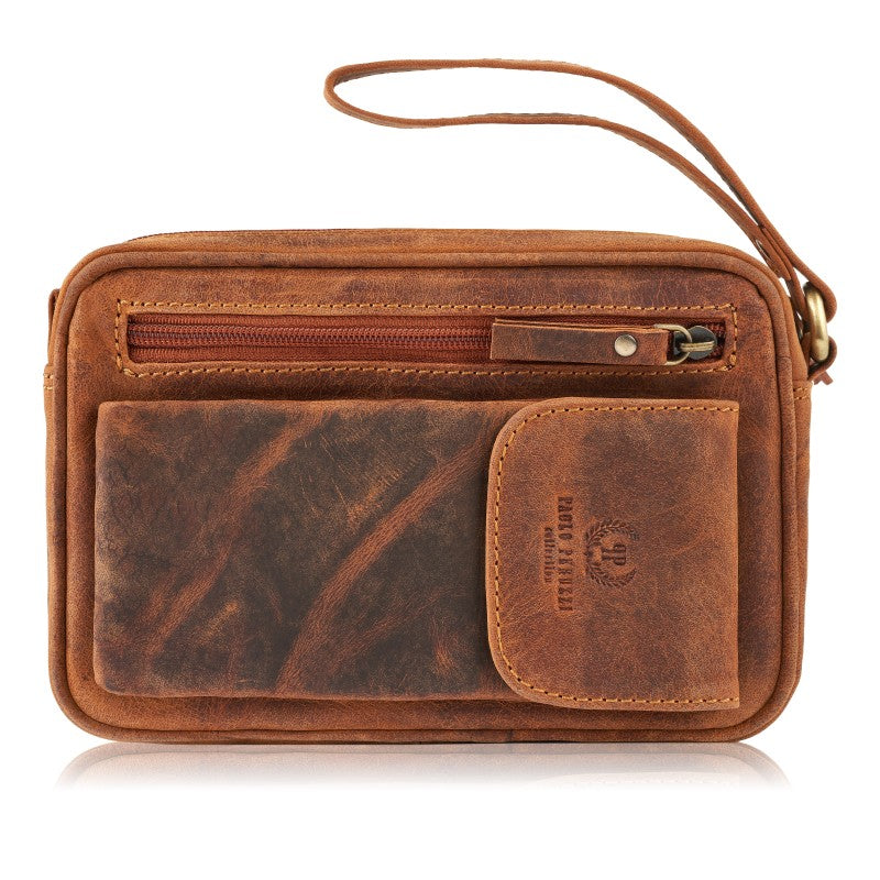 Pochette dragonne homme cuir marron vintage – Kimo - PAOLO PERUZZI
